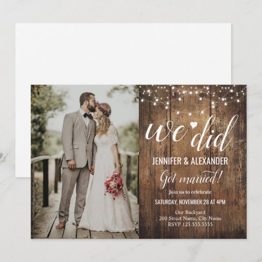 We hebben bruiloft ontvangen kaart (Voorkant / Achterkant)