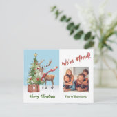 We hebben budget foto kerstboom verplaatst aankondigingskaart (Staand voorkant)