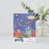 We hebben budget kerst dorp verhuisd aankondigingskaart (Staand voorkant)