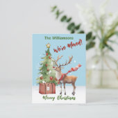 We hebben budget rendier kerstboom verplaatst aankondiging (Staand voorkant)