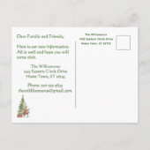 We hebben budget rendier kerstboom verplaatst aankondigingskaart (Achterkant)