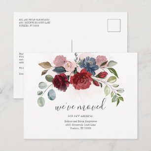 We hebben Burgundy Floral Moving Aankondigingskaart