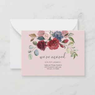 We hebben Burgundy Floral Moving Announcement verp Notitiekaartje