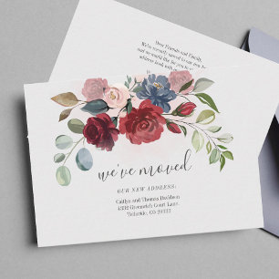We hebben Burgundy Floral Moving Announcement verp Notitiekaartje