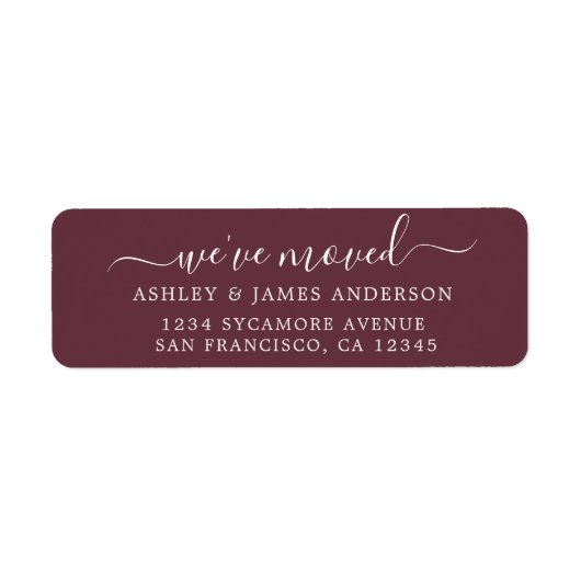 We hebben Burgundy New Address Label verplaatst (Voorkant)