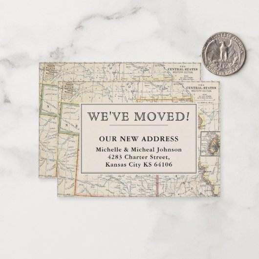 We hebben Central Midwest  Map Moving Notitiekaartje (Voorkant / Achterkant in situ)