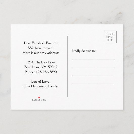 We hebben Chalkboard Black en White New Address ve Aankondigingskaart (Achterkant)