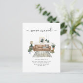 We hebben Chic Living Room Moving Announcement ver Briefkaart (Staand voorkant)