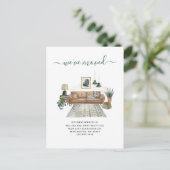 We hebben Chic Living Room Moving Announcement ver Briefkaart (Staand voorkant)