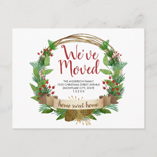 We hebben Christmas Wreath Acorn Holiday Moving ve Aankondigingskaart (Voorkant)