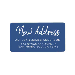 We hebben Classic Blue New Address-label verplaats Etiket
