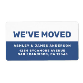 We hebben Classic Blue White Nieuw adres verplaats Etiket