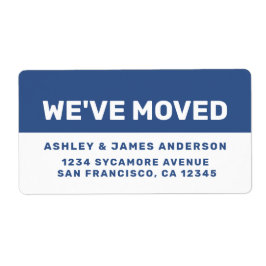 We hebben Classic Blue White Nieuw adres verplaats Etiket