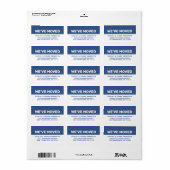 We hebben Classic Blue White Nieuw adres verplaats Etiket (Full Sheet)
