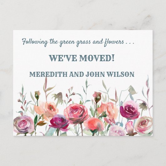 We hebben Classic Elegant Floral Move verplaatst Aankondigingskaart (Voorkant)