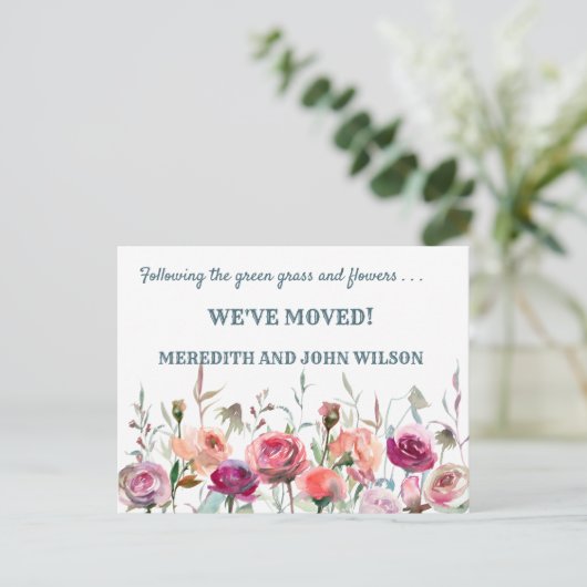 We hebben Classic Elegant Floral Move verplaatst Aankondigingskaart (Staand voorkant)