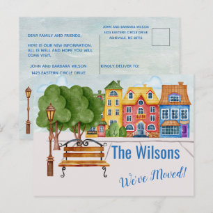 We hebben Colorful City Life Budget Moving Aankondigingskaart