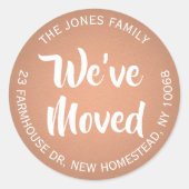 We hebben Copper Faux Folie retour adreslabel verp Ronde Sticker (Voorkant)