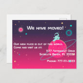 We hebben Cute Astronaut verplaatst in Space Illus Aankondigingskaart (Voorkant / Achterkant)