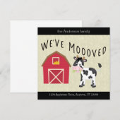 We hebben Cute Barnyard Koe New Address Notice (Voorkant / Achterkant)