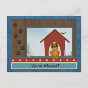 We hebben Cute Doghouse en Paw Prints New Home ver Aankondigingskaart