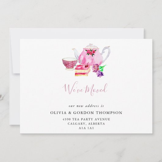 We hebben Cute Waterverf Tea Set Simple Chic verpl Aankondiging (Voorkant)