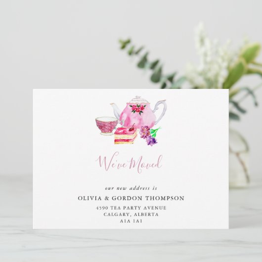 We hebben Cute Waterverf Tea Set Simple Chic verpl Aankondiging (Staand voorkant)