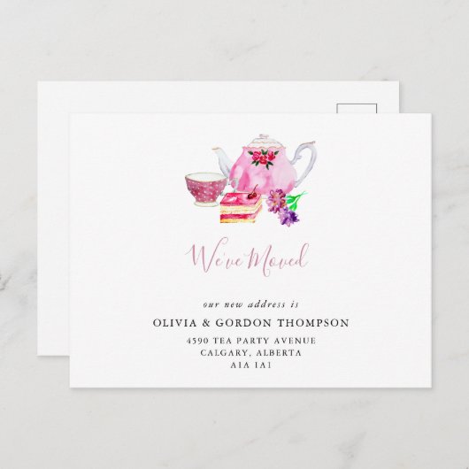 We hebben Cute Waterverf Tea Set Simple Chic verpl Briefkaart (Voorkant / Achterkant)