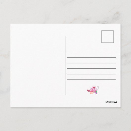 We hebben Cute Waterverf Tea Set Simple Chic verpl Briefkaart (Achterkant)