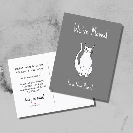 We hebben Cute Winking Cat New Home Grey verplaats Aankondigingskaart
