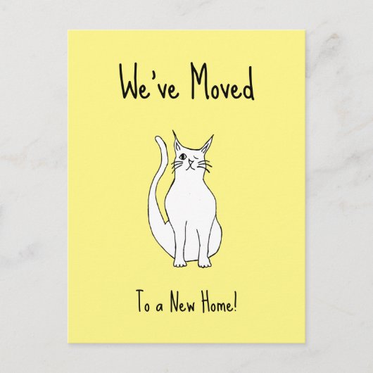 We hebben Cute Winking Cat New Home Yellow verplaa Aankondigingskaart (Voorkant)