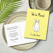 We hebben Cute Winking Cat New Home Yellow verplaa Aankondigingskaart