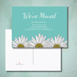 We hebben Daisies Trendy Blauwgroen Green New Home Aankondigingskaart