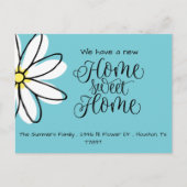 We hebben Daisy New Address Announcement blauw ver Aankondigingskaart (Voorkant)