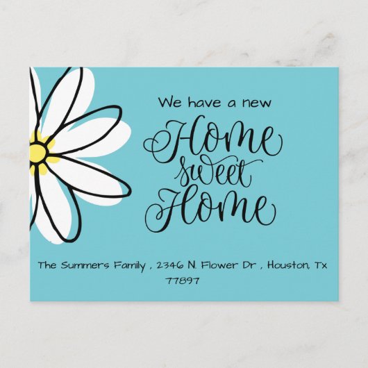 We hebben Daisy New Address Announcement blauw ver Aankondigingskaart (Voorkant)