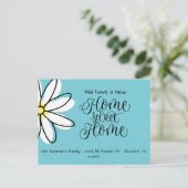 We hebben Daisy New Address Announcement blauw ver Aankondigingskaart (Staand voorkant)