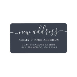 We hebben Dark Blue New Address-label verplaatst Etiket