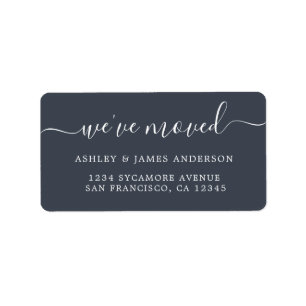 We hebben Dark Blue New Address-label verplaatst Etiket