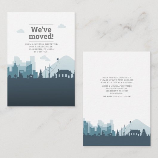 We hebben de aankondiging van adresverhuizing verp (Voorkant / Achterkant)