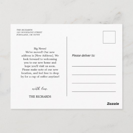 We hebben de aankondiging van de nieuwe adresfoto  briefkaart (Achterkant)