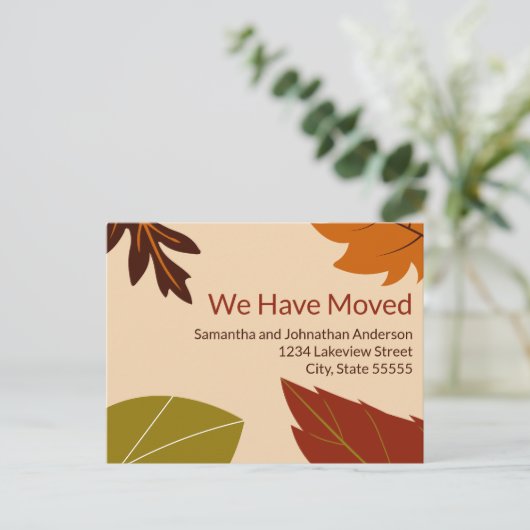 We hebben de aankondiging van Fall Leaves verhuisd Briefkaart (Staand voorkant)