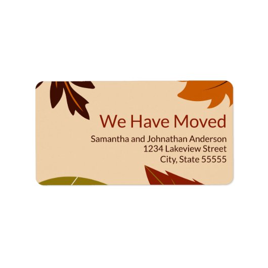 We hebben de aankondiging van Fall Leaves verhuisd Etiket (Voorkant)