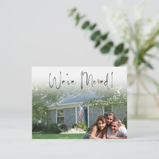 We hebben de aankondiging van het verplaatsen van  briefkaart (Staand voorkant)