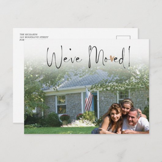 We hebben de aankondiging van het verplaatsen van  briefkaart (Voorkant / Achterkant)