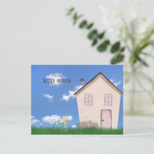 We hebben de aankondiging verplaatst briefkaart (Staand voorkant)