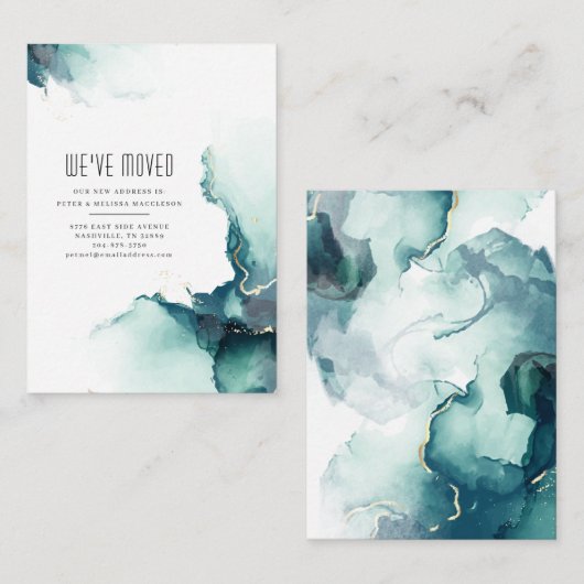 We hebben de Abstracte Matig Verplaatsende Aankond Notitiekaartje (Voorkant / Achterkant)