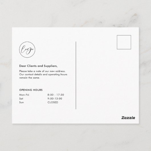 We hebben de adreswijziging van Business Kantoor v Briefkaart (Achterkant)