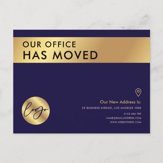 We hebben de adreswijziging van Navy & Gold Logo K Briefkaart (Voorkant)