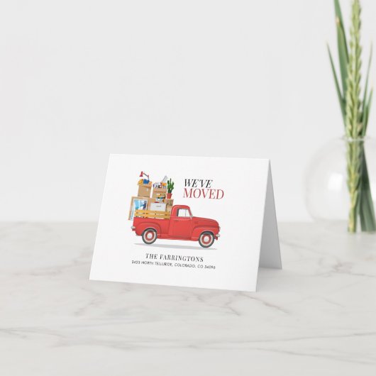 We hebben de adreswijziging van Red Truck verplaat Notitiekaartje (Voorkant)