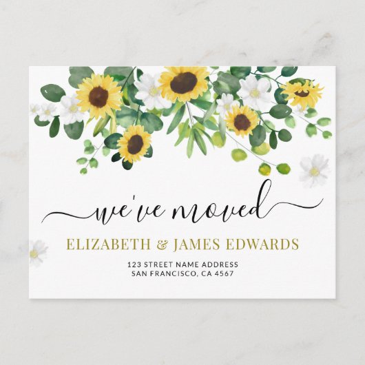 We hebben de adreswijziging Waterverf Zonnebloem v Aankondigingskaart (Voorkant)